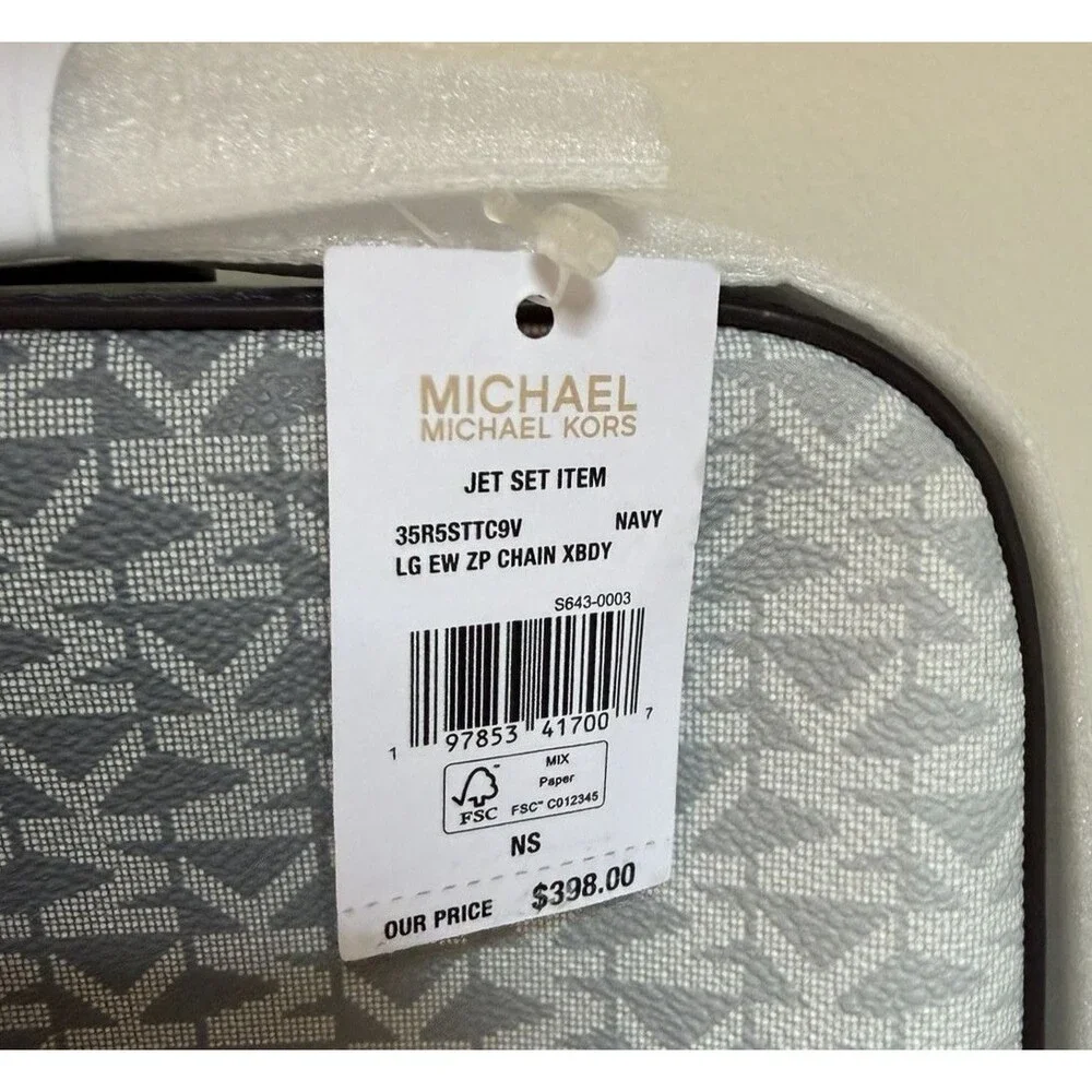 Michael Kors Ombré Navy Signature Logo Large Jet Set Crossbody Bag NWT